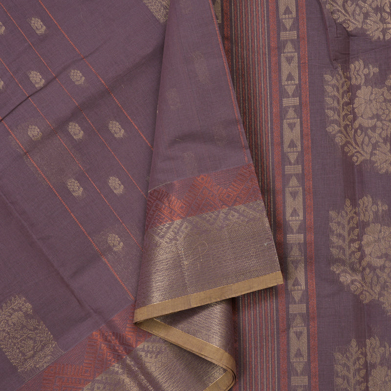 Hayagrivas Handloom Pure Cotton Saree in Gorgeous Plum Purple KBE71D54-1