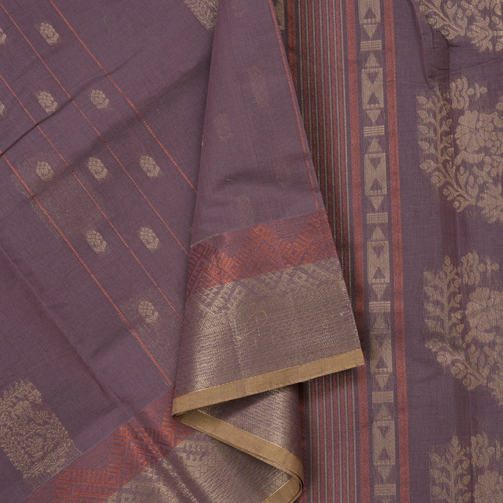 Hayagrivas Handloom Pure Cotton Saree in Gorgeous Plum Purple KBE71D54-1