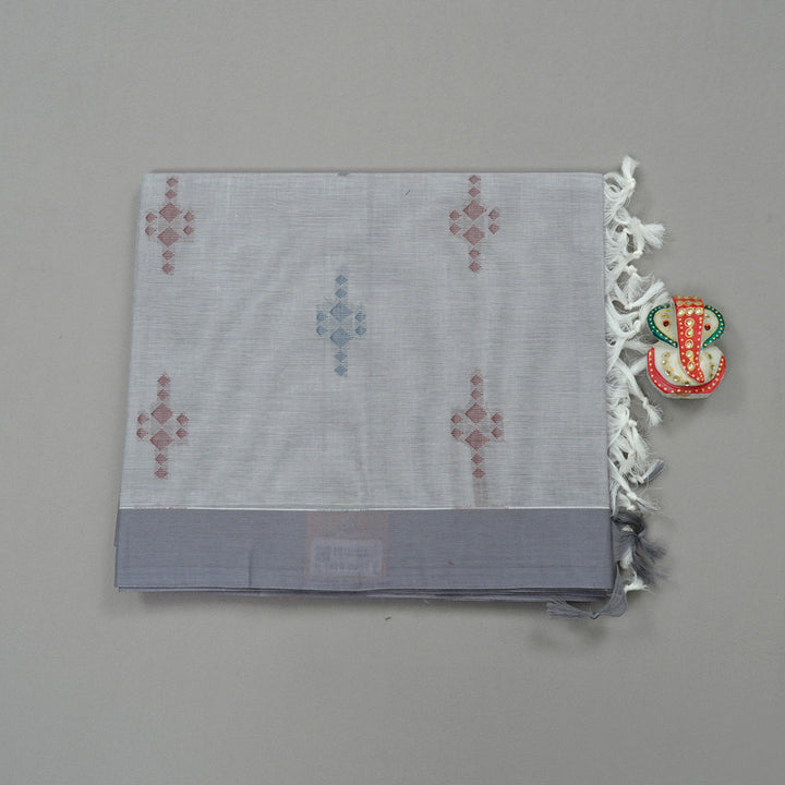 Hayagrivas Handloom Cotton Saree in Captivating Silver Grey KBE71D55-3