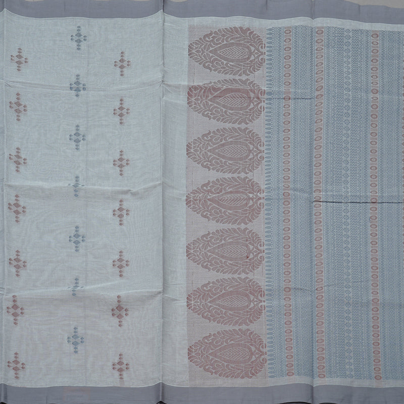 Hayagrivas Handloom Cotton Saree in Captivating Silver Grey KBE71D55-3