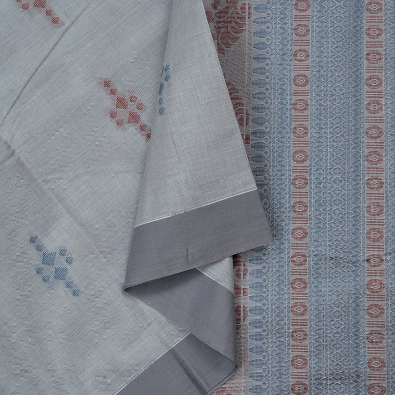 Hayagrivas Handloom Cotton Saree in Captivating Silver Grey KBE71D55-3