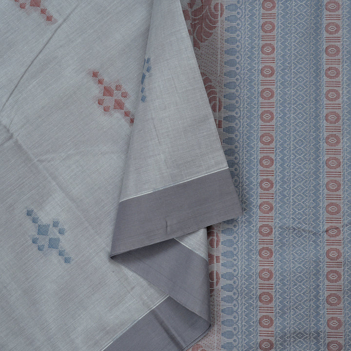 Hayagrivas Handloom Cotton Saree in Captivating Silver Grey KBE71D55-3