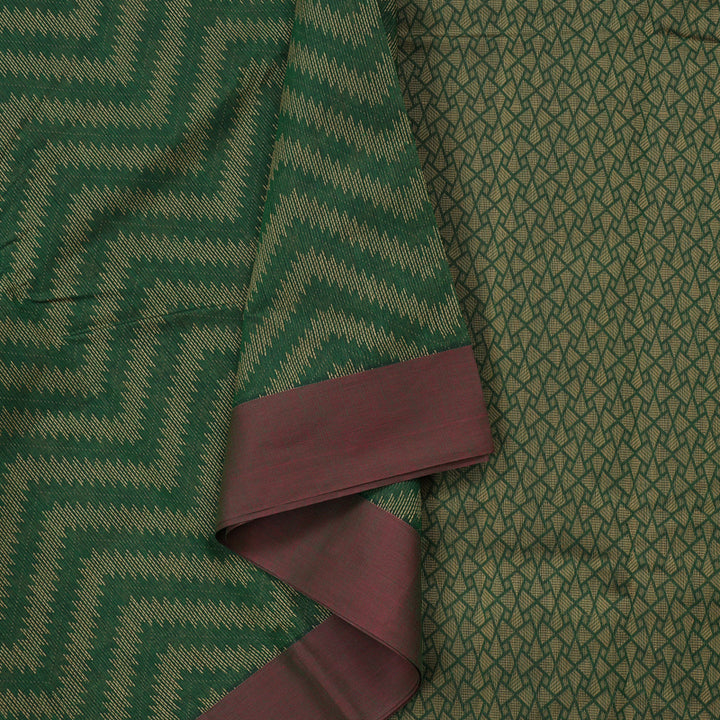Hayagrivas Handloom Pure Cotton Saree in Stunning Bottle Green KBE71D57-1