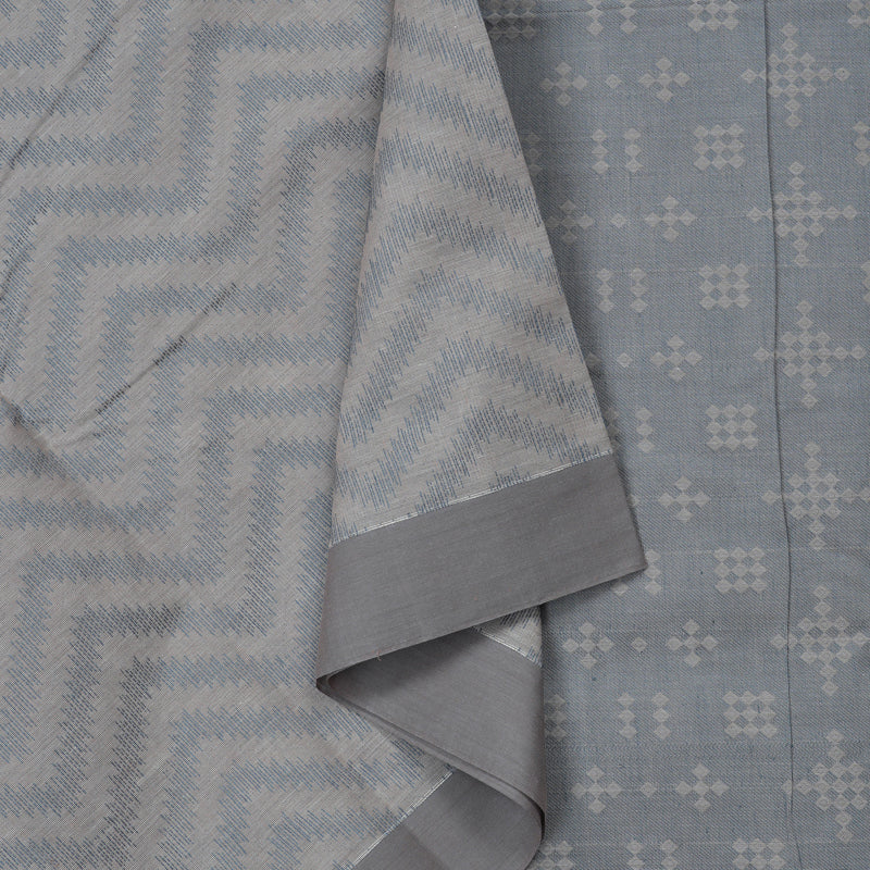 Hayagrivas Handloom Pure Cotton Saree in Timeless Silver Grey KBE71D57-4