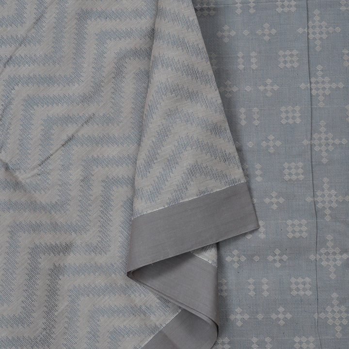Hayagrivas Handloom Pure Cotton Saree in Timeless Silver Grey KBE71D57-4