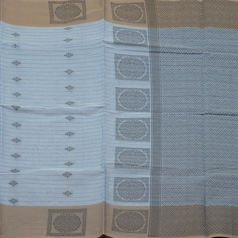 Hayagrivas Handloom Pure Cotton Saree in Calming Bluish Grey KBE71D58-2