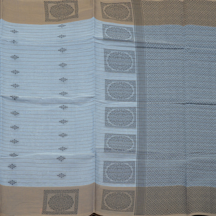 Hayagrivas Handloom Pure Cotton Saree in Calming Bluish Grey KBE71D58-2