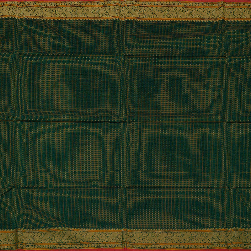 Hayagrivas Handloom Pure Cotton Saree in Bottle Green KBE71D6-1