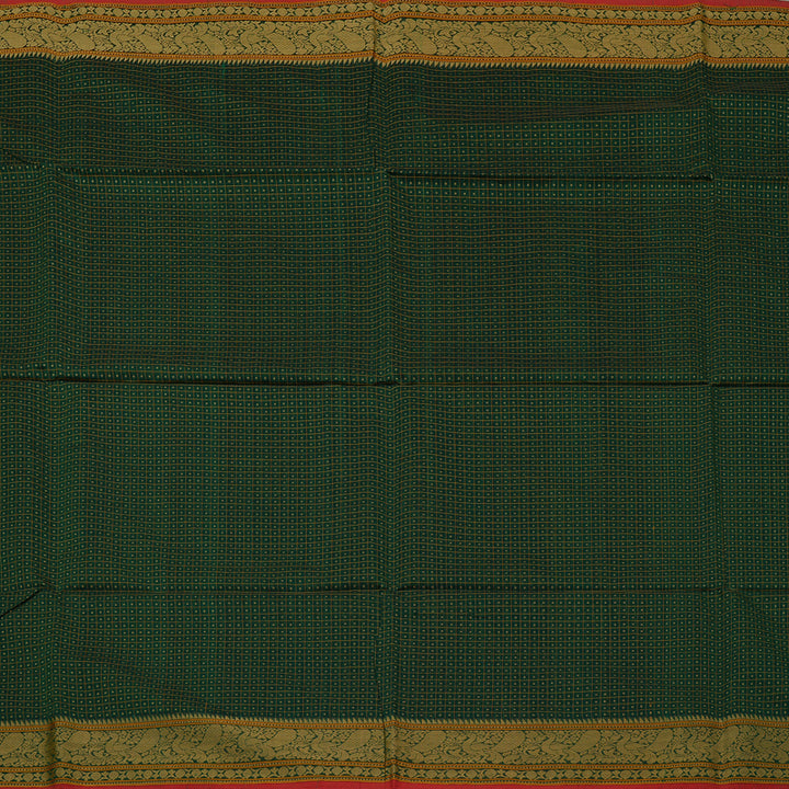 Hayagrivas Handloom Pure Cotton Saree in Bottle Green KBE71D6-1