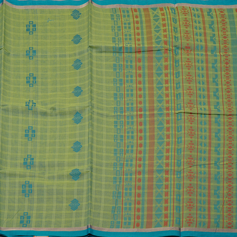 Hayagrivas Handloom Pure Cotton Saree in Elegant Dual Tone (Sky Blue with Yellow) KBE71D61-1