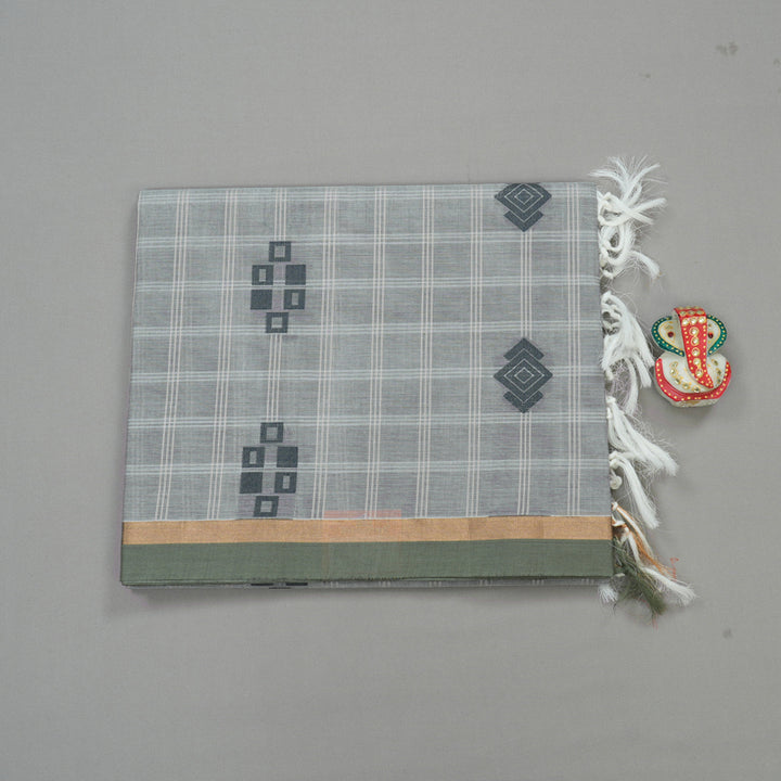 Hayagrivas Handloom Pure Cotton Saree in Subtle Silver Grey KBE71D61-2