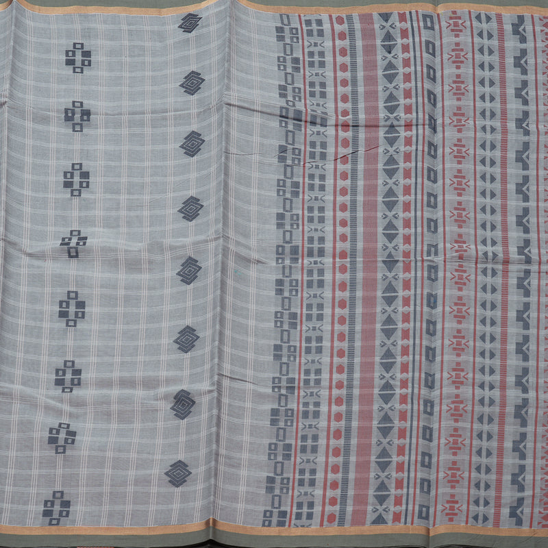 Hayagrivas Handloom Pure Cotton Saree in Subtle Silver Grey KBE71D61-2