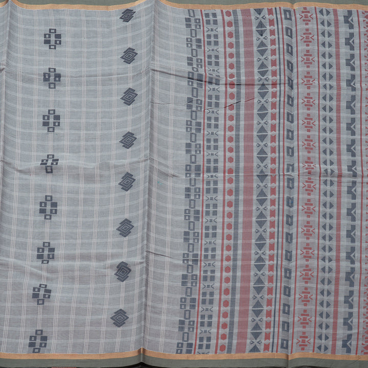Hayagrivas Handloom Pure Cotton Saree in Subtle Silver Grey KBE71D61-2