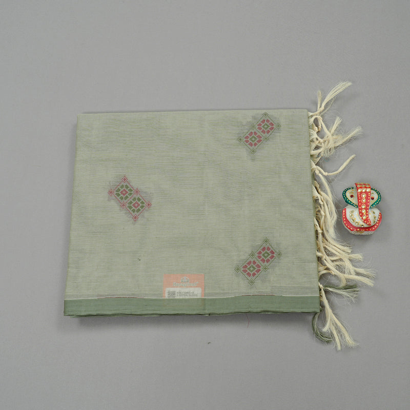 Hayagrivas Handloom Pure Silk Cotton Saree in Delicate Light Pastel Green KBE71D62-2