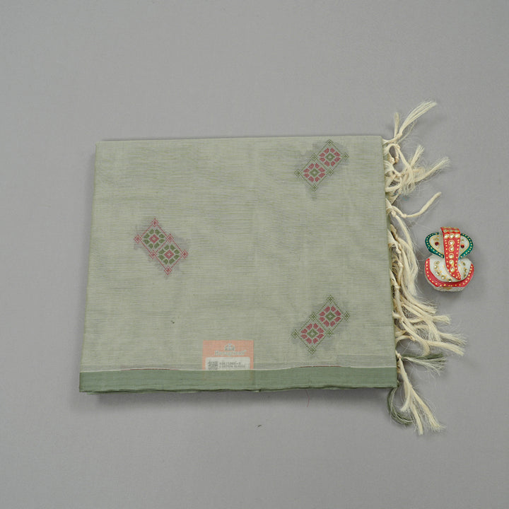 Hayagrivas Handloom Pure Silk Cotton Saree in Delicate Light Pastel Green KBE71D62-2