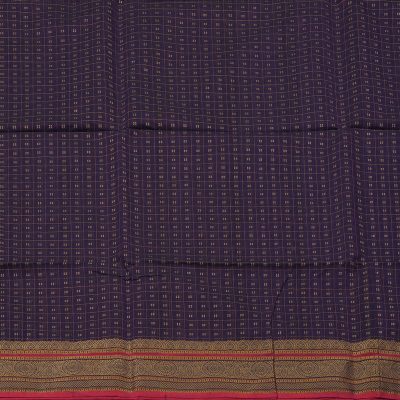 Hayagrivas Handloom Pure Cotton Saree in Sophisticated Dark Blue KBE71D64-1