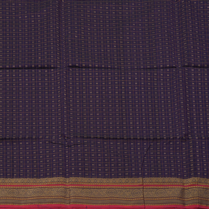 Hayagrivas Handloom Pure Cotton Saree in Sophisticated Dark Blue KBE71D64-1