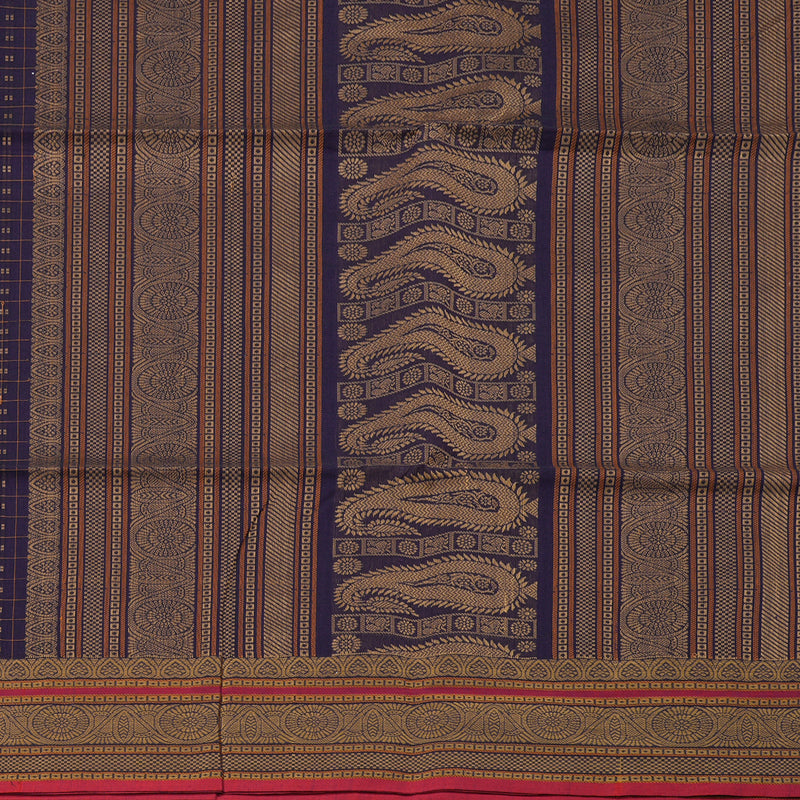 Hayagrivas Handloom Pure Cotton Saree in Sophisticated Dark Blue KBE71D64-1
