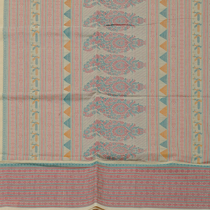 Hayagrivas Handloom Pure Cotton Saree in Ethereal Sandal KBE71D65-2