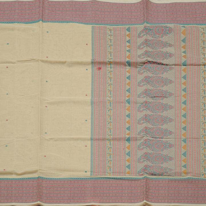 Hayagrivas Handloom Pure Cotton Saree in Ethereal Sandal KBE71D65-2