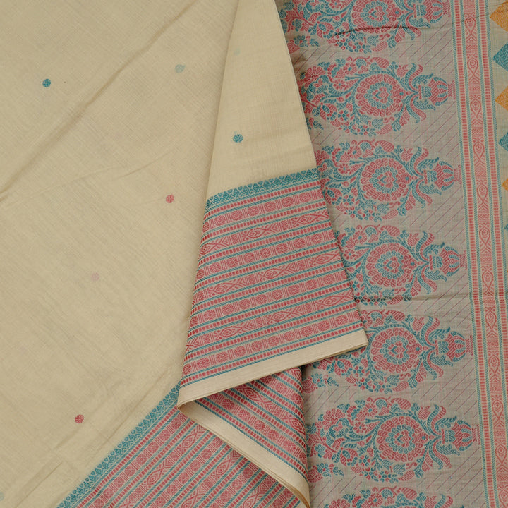 Hayagrivas Handloom Pure Cotton Saree in Ethereal Sandal KBE71D65-2