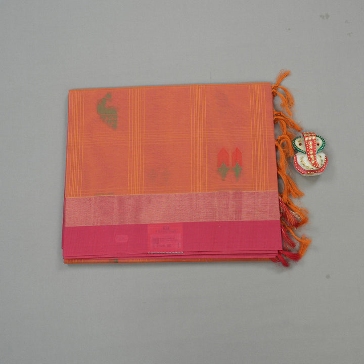 Hayagrivas Handloom Pure Cotton Saree in Sophisticated Dual Tone (Pink With Yellow) KBE71D66-2