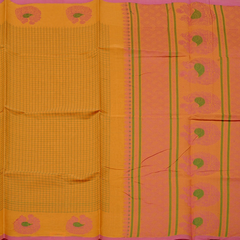Hayagrivas Handloom Pure Cotton Saree in Bold Mustard Yellow KBE71D67-1