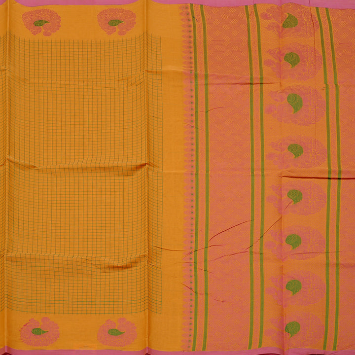 Hayagrivas Handloom Pure Cotton Saree in Bold Mustard Yellow KBE71D67-1