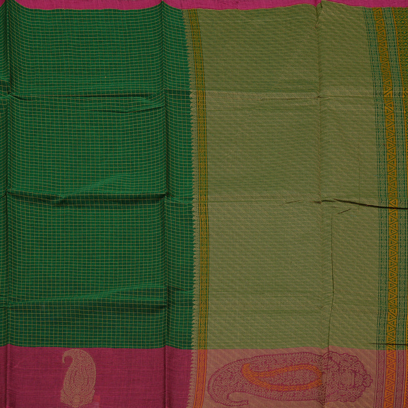 Hayagrivas Handloom Pure Cotton Saree in Head-turning Bottle Green KBE71D68-1