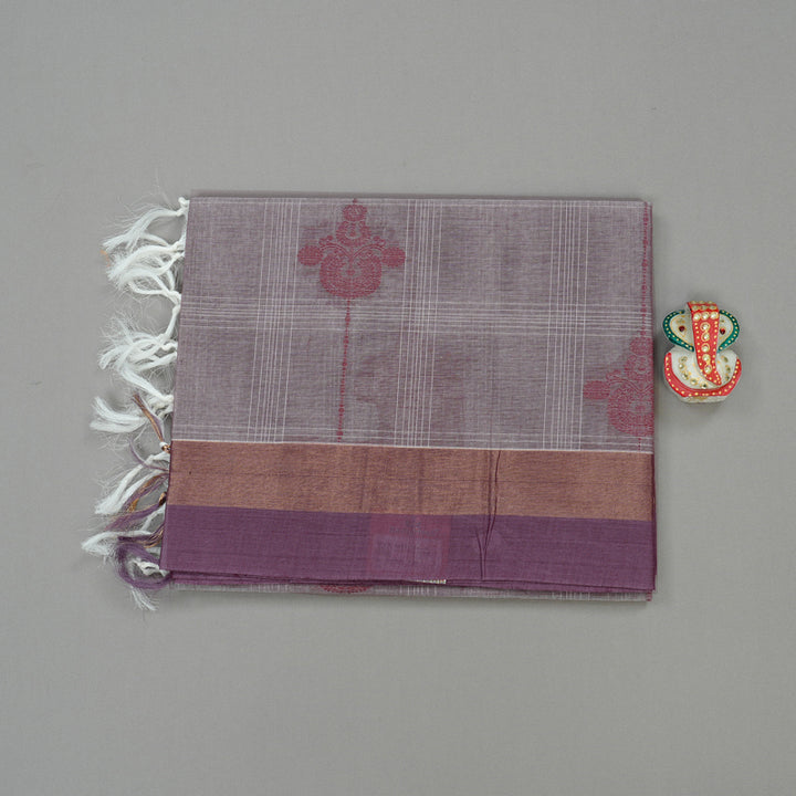 Hayagrivas Handloom Pure Cotton Saree in Classic Grey KBE71D69-2