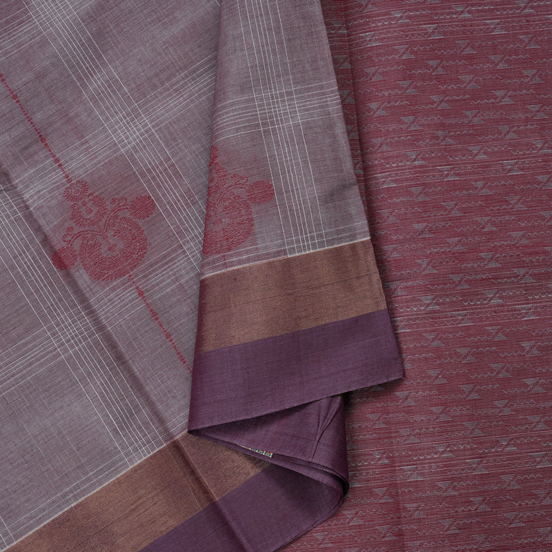 Hayagrivas Handloom Pure Cotton Saree in Classic Grey KBE71D69-2