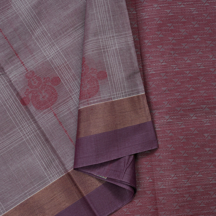 Hayagrivas Handloom Pure Cotton Saree in Classic Grey KBE71D69-2