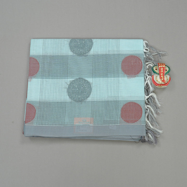 Hayagrivas Handloom Pure Cotton Saree in Graceful Light Silver Grey KBE71D7-1