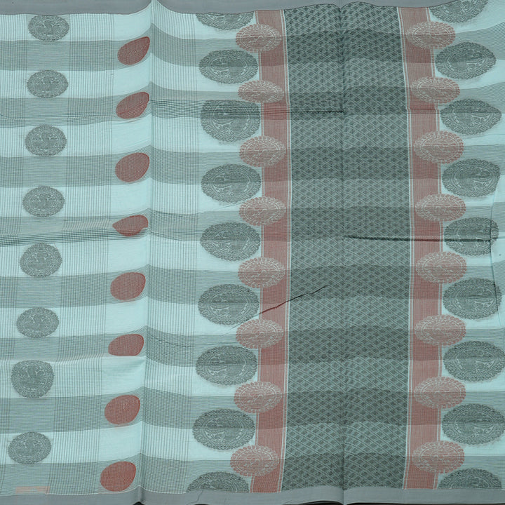 Hayagrivas Handloom Pure Cotton Saree in Graceful Light Silver Grey KBE71D7-1