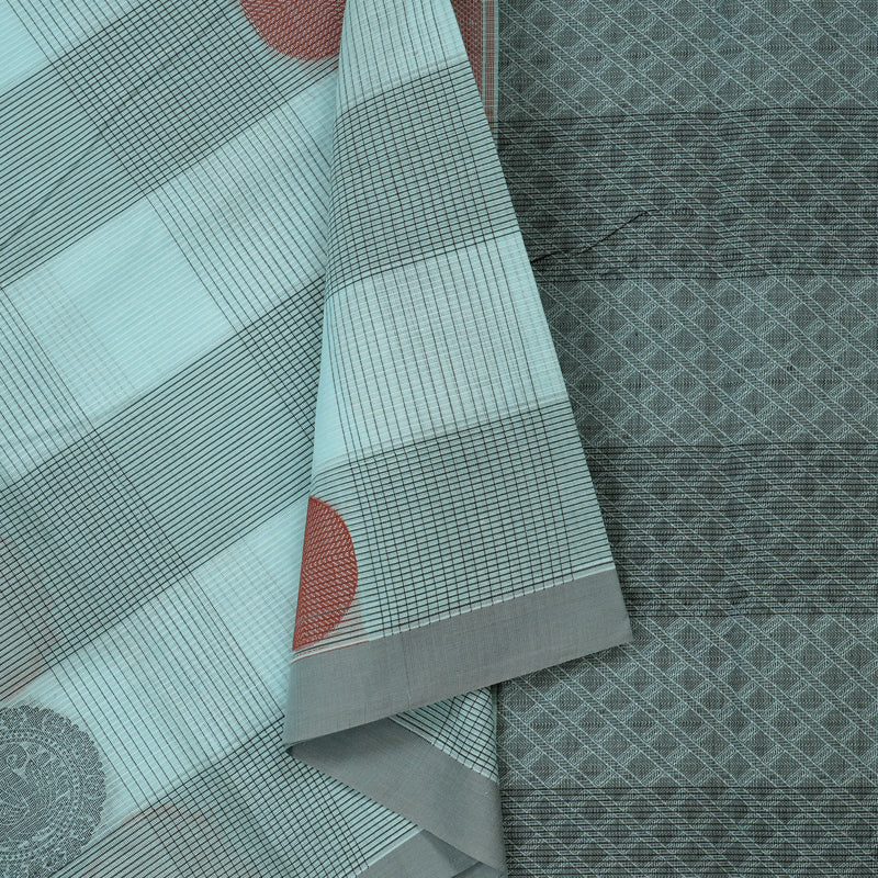 Hayagrivas Handloom Pure Cotton Saree in Graceful Light Silver Grey KBE71D7-1