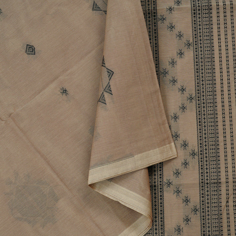 Hayagrivas Handloom Pure Cotton Saree in Charming Beige KBE71D8-1