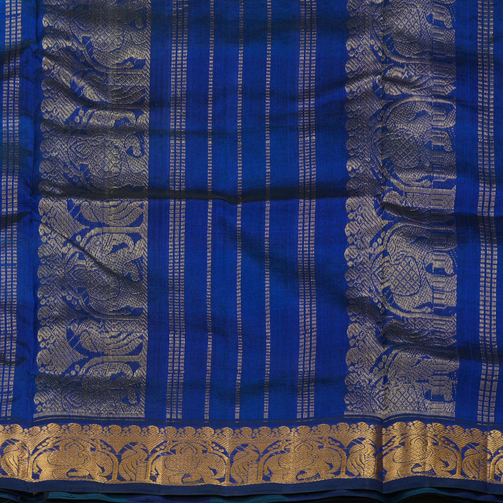 Hayagrivas Handloom Ten Yards Pure Silk Cotton Saree in Aqua Blue Multicolour Checks KBE724G3-1