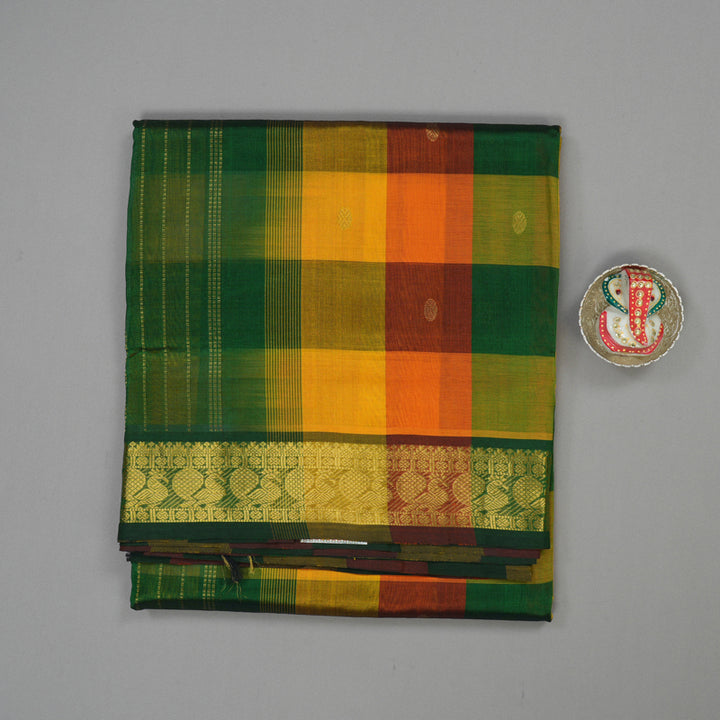 Hayagrivas Multicolour Checks Pure Ten Yards Silk Cotton Saree KBE724G3-2