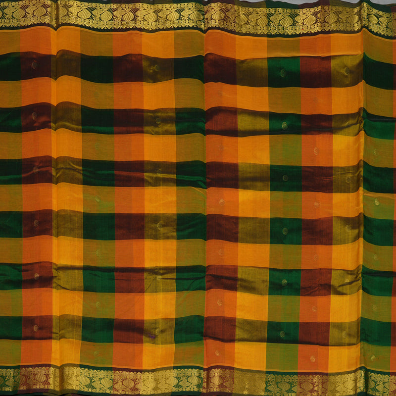 Hayagrivas Multicolour Checks Pure Ten Yards Silk Cotton Saree KBE724G3-2