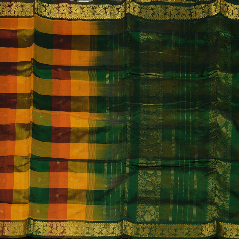 Hayagrivas Multicolour Checks Pure Ten Yards Silk Cotton Saree KBE724G3-2