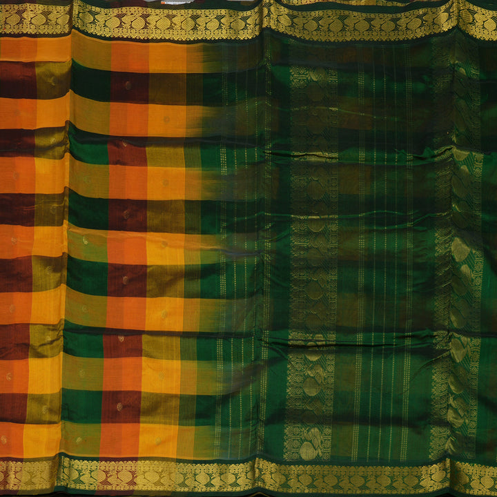 Hayagrivas Multicolour Checks Pure Ten Yards Silk Cotton Saree KBE724G3-2