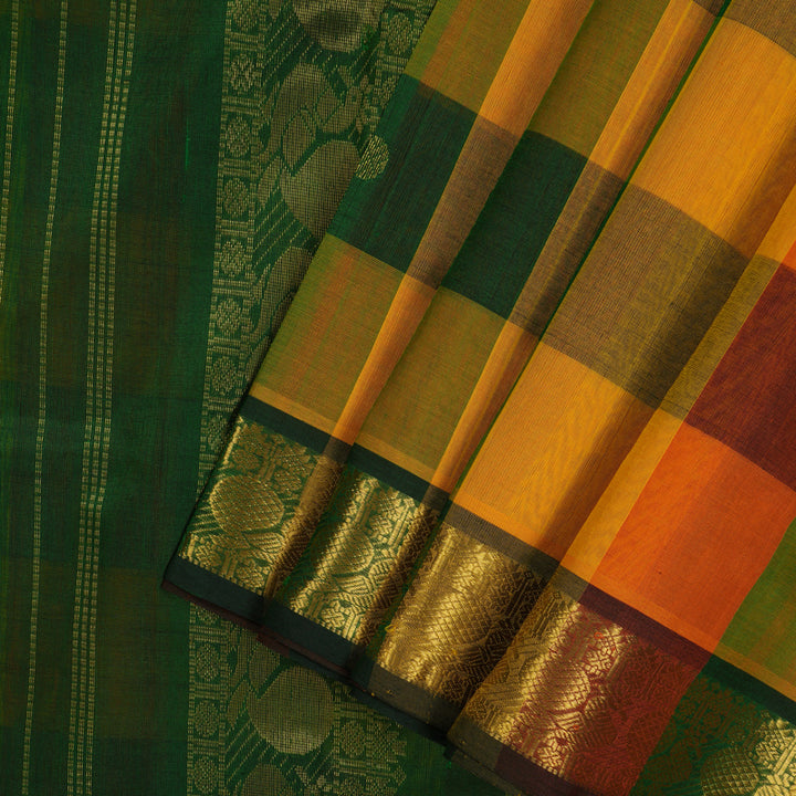 Hayagrivas Multicolour Checks Pure Ten Yards Silk Cotton Saree KBE724G3-2