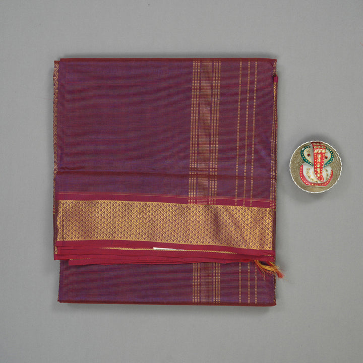 Hayagrivas Handloom Violet Kanjivaram Ten Yards Silk Cotton Saree KBE724G7-3