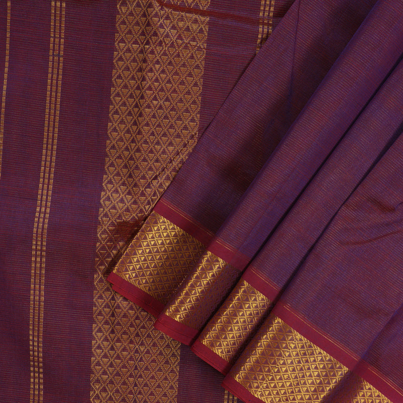 Hayagrivas Handloom Violet Kanjivaram Ten Yards Silk Cotton Saree KBE724G7-3