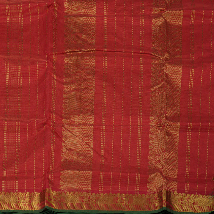 Hayagrivas Red Pure Ten Yards Silk Cotton Saree KBE724G7-4