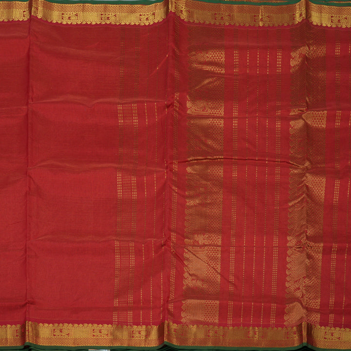 Hayagrivas Red Pure Ten Yards Silk Cotton Saree KBE724G7-4
