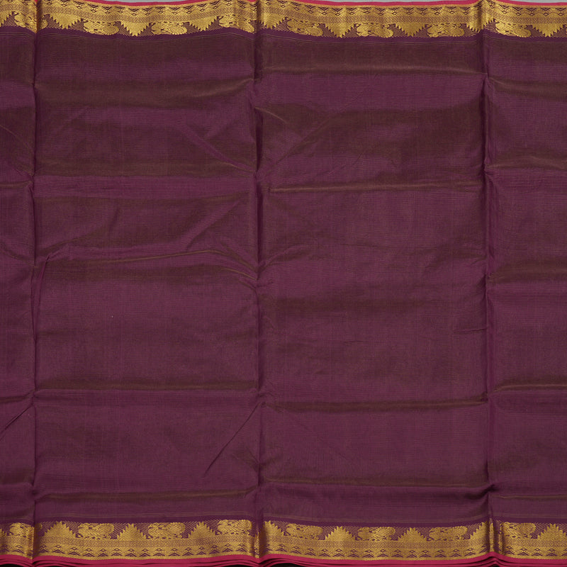 Hayagrivas Handloom Ten Yards Pure Silk Cotton saree in Wine Purple KBE724G7-5