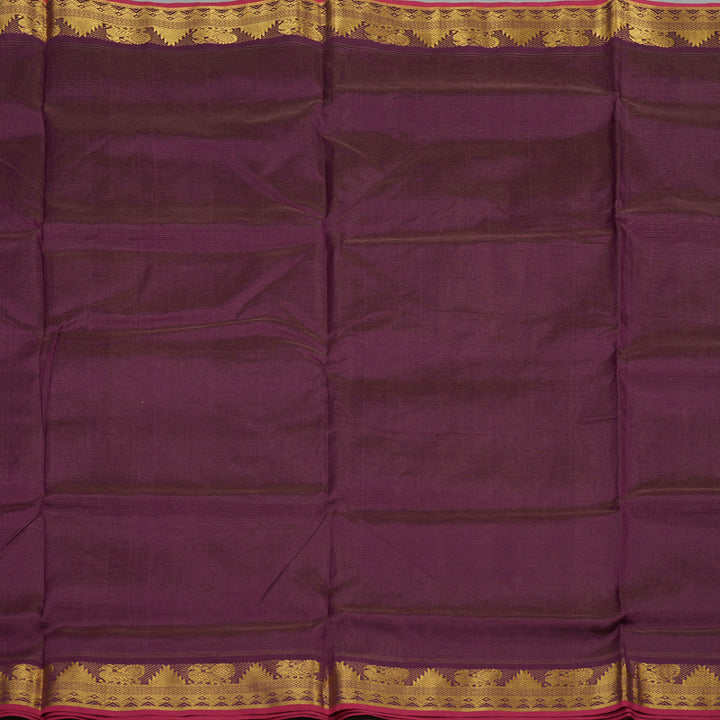 Hayagrivas Handloom Ten Yards Pure Silk Cotton saree in Wine Purple KBE724G7-5