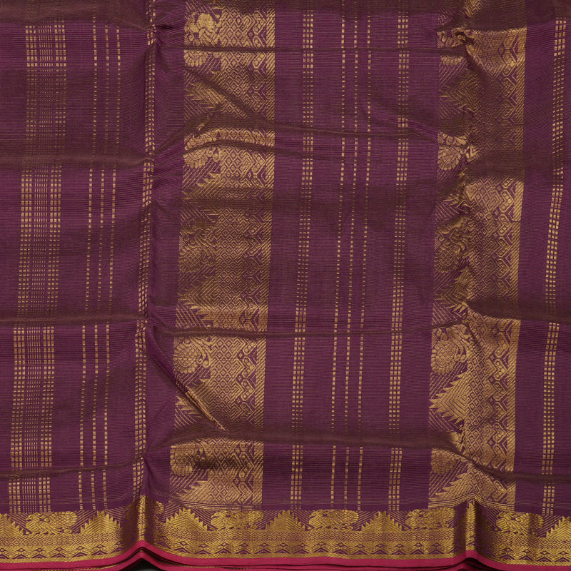 Hayagrivas Handloom Ten Yards Pure Silk Cotton saree in Wine Purple KBE724G7-5