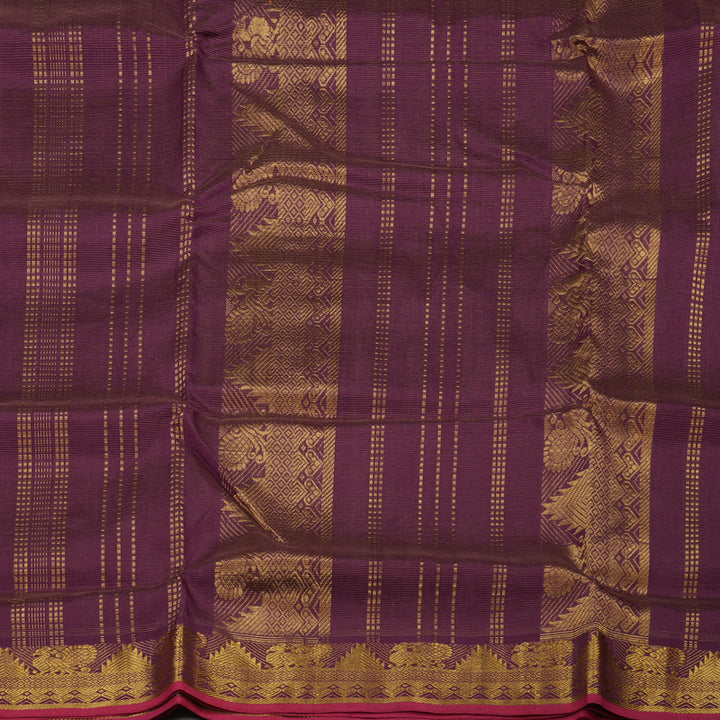 Hayagrivas Handloom Ten Yards Pure Silk Cotton saree in Wine Purple KBE724G7-5